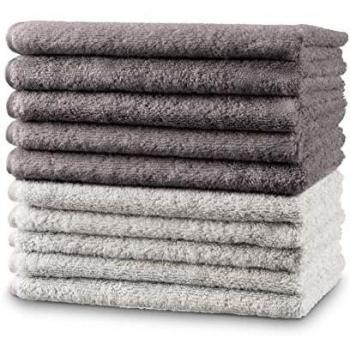 Twinzen Petite Serviette de Toilette 10 pièces 30x50 cm, Duo Gris