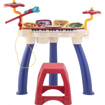 AIYAPLAY Juego de Piano 2 en 1 con Micrófono Luces 19 Canciones Batería y Volumen Ajustable 74x32,2x71cm Multicolor Aosom España