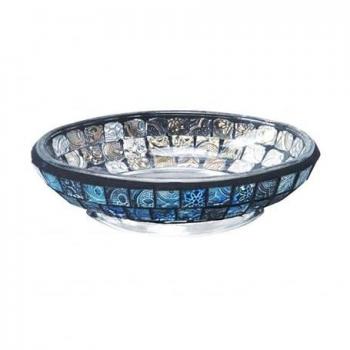 Set di Portasapone Crystal in Vetro Mosaico Blu