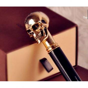 Long Handle Skull Head Umbrella – Japanese Golf Sun Windproof, Black, Business/Travel (SY184)