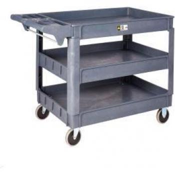 MaxLoad Service Cart, 3 Deep Trays, Fixed/Swivel Castors