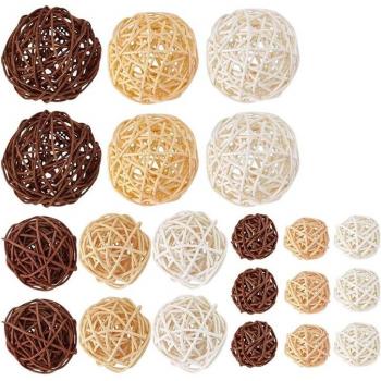 21 Pcs Rattan Balls in 3 Colors for Decor