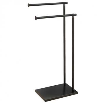 Toallero Dual Nivel L‑Shape en Metal Negro – 35.5 × 20 × 78 cm