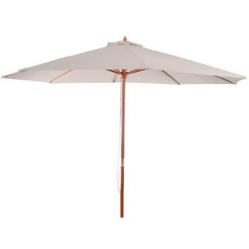 Parasol de terrasse 3,5 m octagonal, tissu polyester, cadre en bois – crème