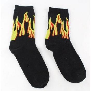 Winter Fire Print Crew Socks for Men