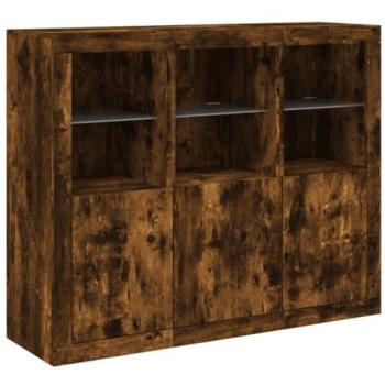 Rook Eiken Buffet Onder – 3 Plekken, LED Licht – HELLOSHOP26