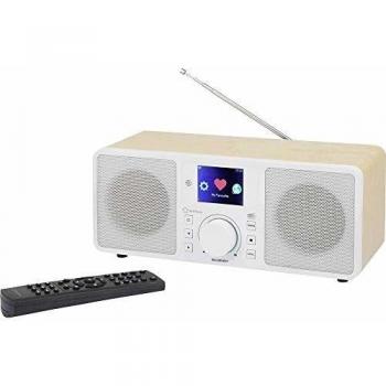 Renkforce RF-IRDAB-RETRO1 Weißes Holz-Tischradio mit DAB+ Empfängern, 10W Lautsprecher und WLAN