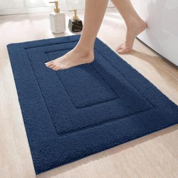Shower Safety Mat – 40×60 cm, Thick Microfiber, Blue