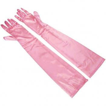 Rosa lange Satin-Handschuhe für Opernbesuche