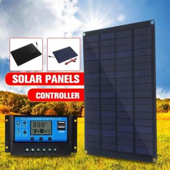 Panel Solares Impermeables 20W 12V/18V con Clip Batería y Controlador 20A
