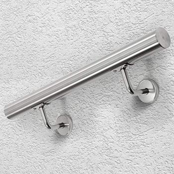 Main courante pour escalier 50 cm en acier inoxydable brossé 42 mm