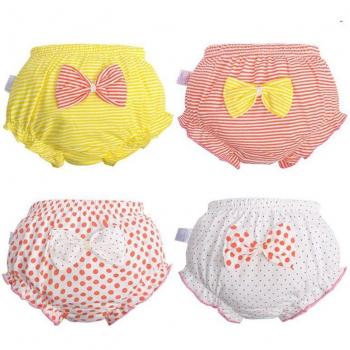 Cute Girls' Cotton Underwear Shorts with Bow (0-7 Years)