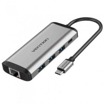 Vention USB-C Hub mit HDMI, 3x USB 3.0, RJ45, SD/microSD Kartenleser