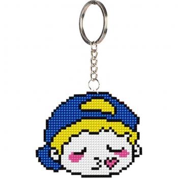 Embroidery Couple Head Keychain Craft