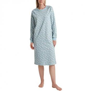 CALIDA Damen Nachthemd, Langarm, Midnight Love, 110 cm, Blau, mit Herzchenprint