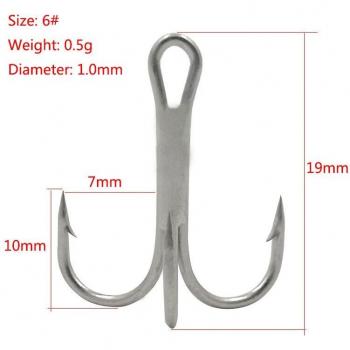 OUTKIT 20PCS High Carbon Steel Triple Hooks Size 2 4 6 8