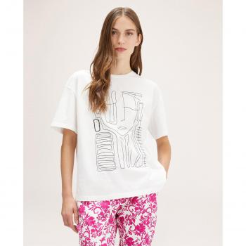 Tee Motivi Femenino Oversized con Bordados