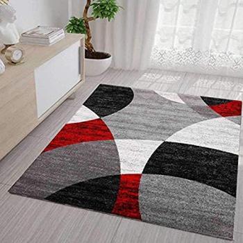 Tapis décoratif gris, blanc, noir et rouge 60×100 cm
