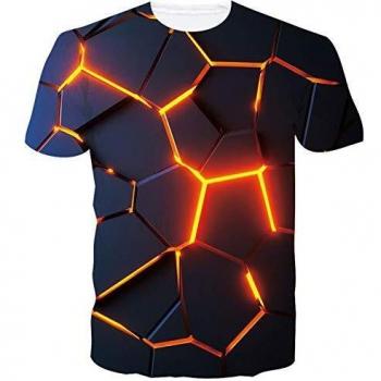 Goodstoworld 3D Lava Hony T-Shirt Herren Damen Unisex Muster Print Sommer Beiläufige Rundhals Kurzarm Tee Shirt Tops für Männer