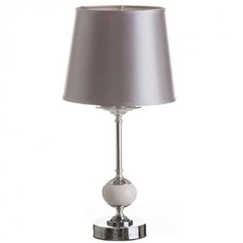 Lampe Élégante Argentée en Métal et Céramique