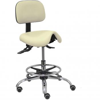 Taburete Zarza Clínico Giratorio Ergonómico Similpiel Crema