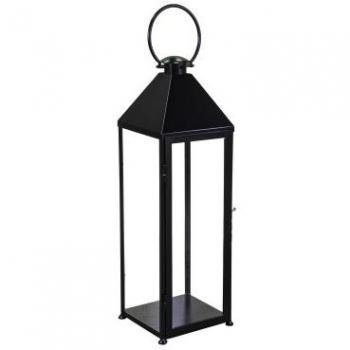 Lanterna decorativa nera in metallo 30x30x100 cm