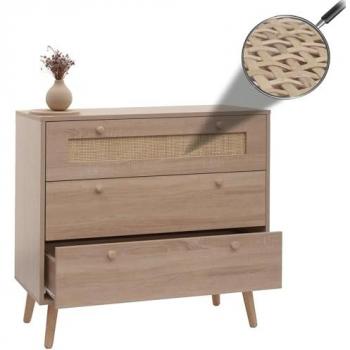 Commode 78x80x39 cm HWC-M39 finition chêne