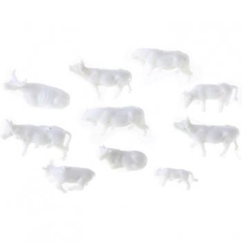 Construcción Vaca Blanco HO – Pack de 10 Figuras Miniaturas