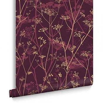 Wild Chervil Floral Wallpaper Purple/Yellow 1,000cm L X 52cm W