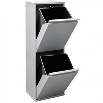 ARREGUI Basic Cr202-b Pattumiera Raccolta Differenziata 2 Secchi Mobile Acciaio 34 L Grigio Chiaro
