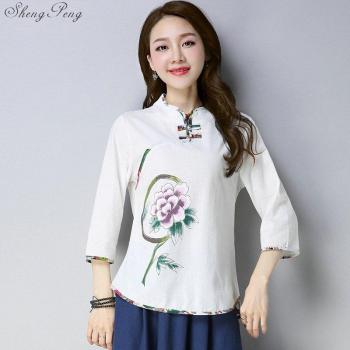 Blusa Lino Mandarín Para Mujer