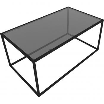 Table Basse Vianta Noir Métal et Verre Fumé 90cm