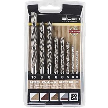 Forets spirales bois HSS‑Co, diamètre 3–8 mm – Lot de 8