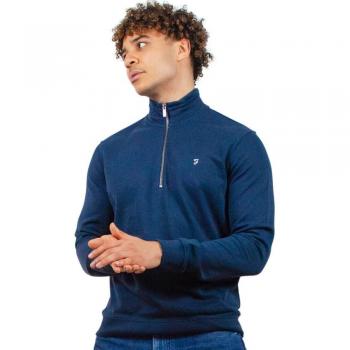 Farah Mens Aintree 1/4 Zip Sweat in Navy Cotton