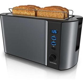 Arendo Edelstahl Toaster Langschlitz 4 Scheiben Defrost Funktion