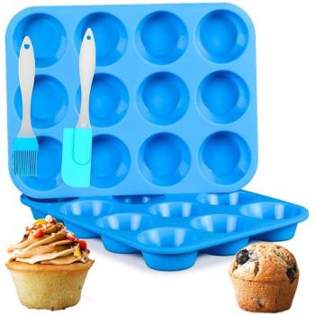 Plaisir Sucré Silicium : Moule 12‑trous demi-sphérique pour Muffins & Cookies