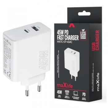 Maxlife Caricatore 1x USB-C 1x USB 45W