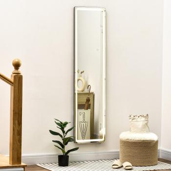 HOMCOM LED Lighted Full Length Mirror, Free Standing Floor Mirror for Bedroom