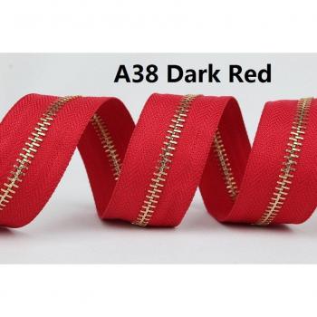 5# Golden Metal Zipper Open-End 10 Yards