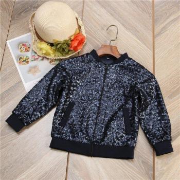 Girls Autumn Winter Casual Sequined Coat