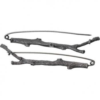 Rustic Silver Branch Mini Safety Pins for Apparel and Accessories