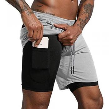 RapidStride Silver Workout Shorts with Secure Pocket