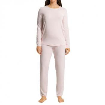 Hanro Damen Schlafmode Set Natural Elegance Rosa XL – 1/1 Armlänge Pyjama