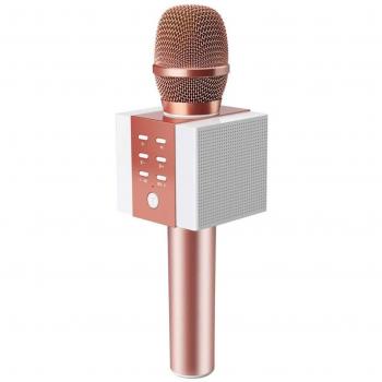 Microphone Karaoké sans Fil NASUM de CHARIMALIY Bluetooth 4.2 Or Rose
