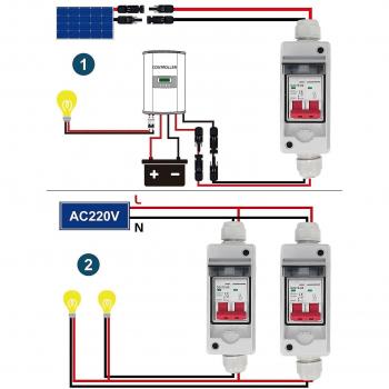 Disjoncteur et sectionneur photovoltaïque avec boîte de distribution étanche IP65