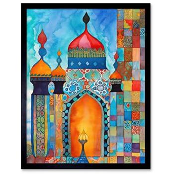 Black Framed Mosque Doorway Prayer Artwork, 12x16