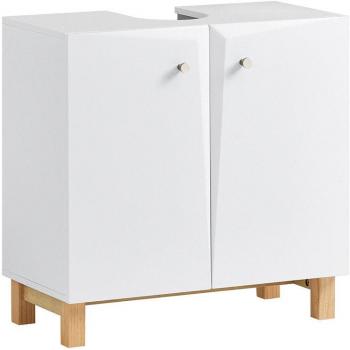 Mueble Bajo Lavabo BZR92‑W, 60×30×60 cm, 2 Puertas + Estante – Blanco