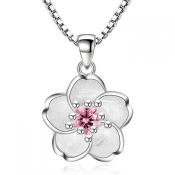 Collier en argent sterling 925, pendentif en fleur de cerisier, chaîne de mariage