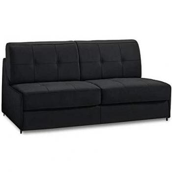 DENSO Compact 120 cm, Canapé-lit 2‑3 places, Noir, Cuir Vachette – Matelas 18 cm