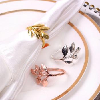 10pcs Leaf-Shaped Napkin Buckles
